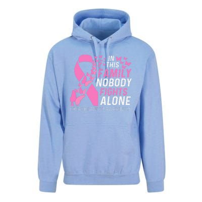 In This Family No Fighting Alone Breast Cancer Awareness Gift Unisex Surf Hoodie