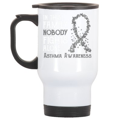 In This Family Nobody Fights Alone Asthma Great Gift Stainless Steel Travel Mug