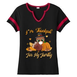 IM Thankful For My Family Pajamas Turkey Thanksgiving Great Gift Ladies Halftime Notch Neck Tee