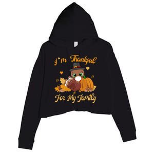 IM Thankful For My Family Pajamas Turkey Thanksgiving Great Gift Crop Fleece Hoodie