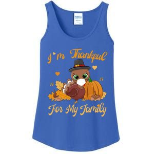 IM Thankful For My Family Pajamas Turkey Thanksgiving Great Gift Ladies Essential Tank