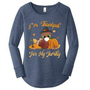 IM Thankful For My Family Pajamas Turkey Thanksgiving Great Gift Women's Perfect Tri Tunic Long Sleeve Shirt