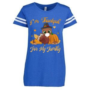 IM Thankful For My Family Pajamas Turkey Thanksgiving Great Gift Enza Ladies Jersey Football T-Shirt