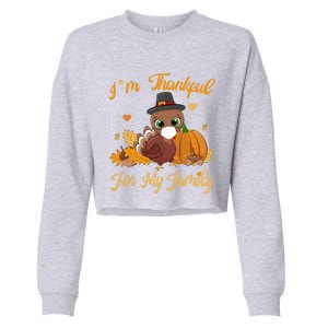 IM Thankful For My Family Pajamas Turkey Thanksgiving Great Gift Cropped Pullover Crew