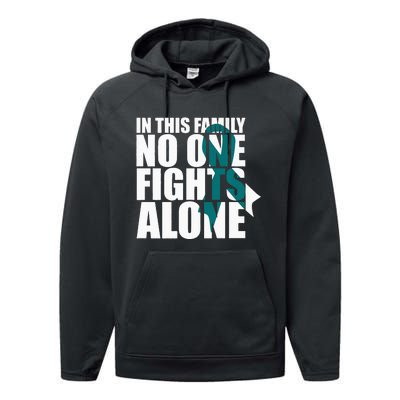 In This Family No One Fights AloneCervical Cancer Awareness Performance Fleece Hoodie