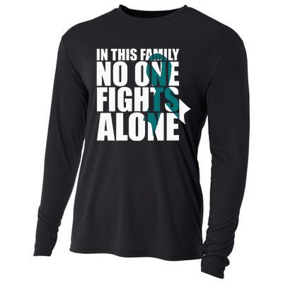 In This Family No One Fights AloneCervical Cancer Awareness Cooling Performance Long Sleeve Crew