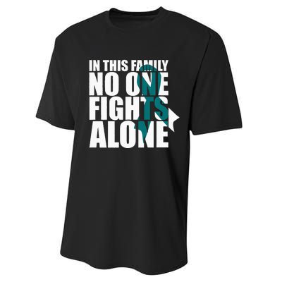 In This Family No One Fights AloneCervical Cancer Awareness Performance Sprint T-Shirt