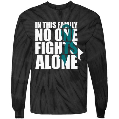 In This Family No One Fights AloneCervical Cancer Awareness Tie-Dye Long Sleeve Shirt