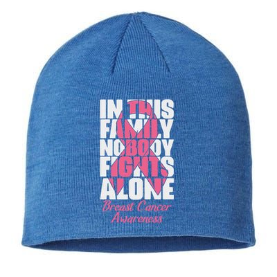 In This Family Nobody Fights Alone Breast Cancer Awareness Cute Gift Sustainable Beanie