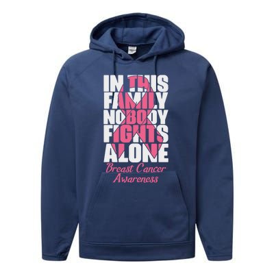 In This Family Nobody Fights Alone Breast Cancer Awareness Cute Gift Performance Fleece Hoodie