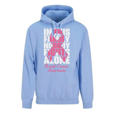 In This Family Nobody Fights Alone Breast Cancer Awareness Cute Gift Unisex Surf Hoodie