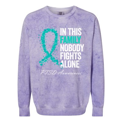 In This Family Nobody Fights Alone Ptsd Awareness Funny Gift Colorblast Crewneck Sweatshirt