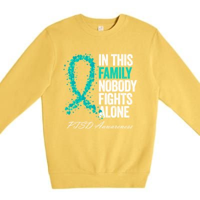 In This Family Nobody Fights Alone Ptsd Awareness Funny Gift Premium Crewneck Sweatshirt