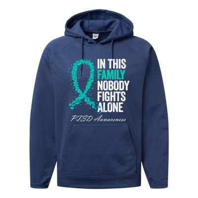 In This Family Nobody Fights Alone Ptsd Awareness Funny Gift Performance Fleece Hoodie