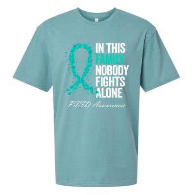 In This Family Nobody Fights Alone Ptsd Awareness Funny Gift Sueded Cloud Jersey T-Shirt