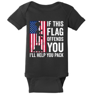 If This Flag Offends You I'll Help You Pack Veteran USA Flag Baby Bodysuit