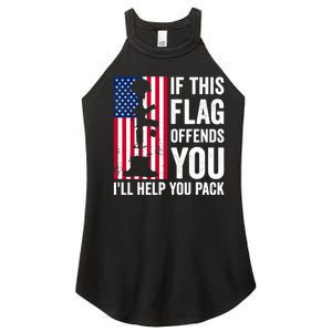 If This Flag Offends You I'll Help You Pack Veteran USA Flag Women's Perfect Tri Rocker Tank