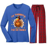 IM Thankful For My Family Thanksgiving Day Family Matching Funny Gift Women's Long Sleeve Flannel Pajama Set 