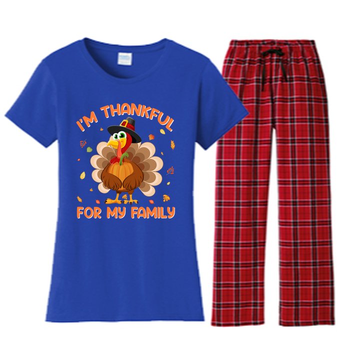 IM Thankful For My Family Thanksgiving Day Family Matching Funny Gift Women's Flannel Pajama Set