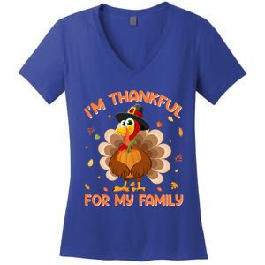 IM Thankful For My Family Thanksgiving Day Family Matching Funny Gift Women's V-Neck T-Shirt