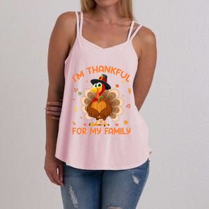 IM Thankful For My Family Thanksgiving Day Family Matching Funny Gift Women's Strappy Tank