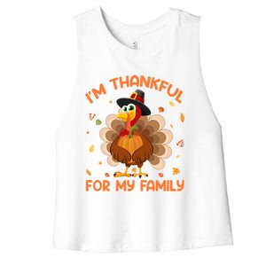 IM Thankful For My Family Thanksgiving Day Family Matching Funny Gift Women's Racerback Cropped Tank