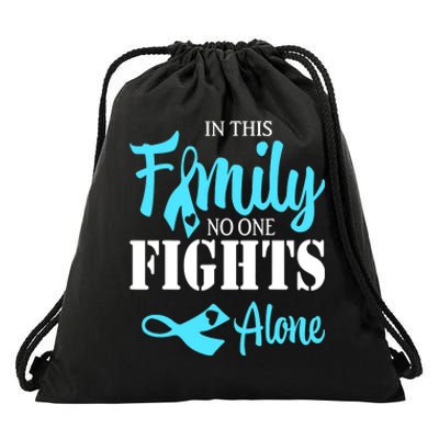 In This Family No One Fights Alone Diabetes Awareness Drawstring Bag