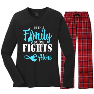 In This Family No One Fights Alone Diabetes Awareness Women's Long Sleeve Flannel Pajama Set 