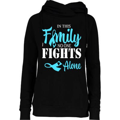 In This Family No One Fights Alone Diabetes Awareness Womens Funnel Neck Pullover Hood