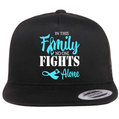 In This Family No One Fights Alone Diabetes Awareness Flat Bill Trucker Hat