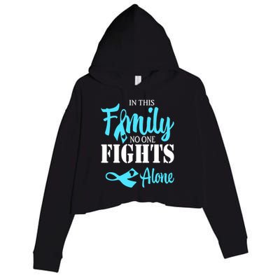 In This Family No One Fights Alone Diabetes Awareness Crop Fleece Hoodie