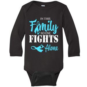 In This Family No One Fights Alone Diabetes Awareness Baby Long Sleeve Bodysuit