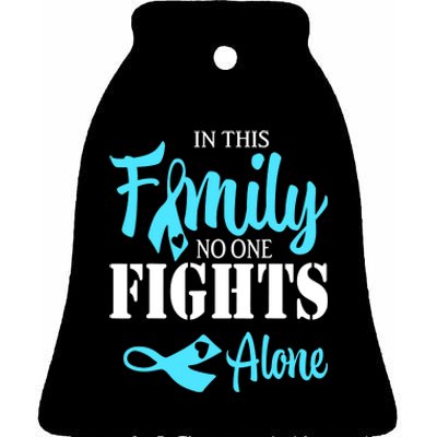 In This Family No One Fights Alone Diabetes Awareness Ceramic Bell Ornament