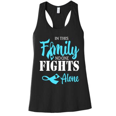 In This Family No One Fights Alone Diabetes Awareness Women's Racerback Tank