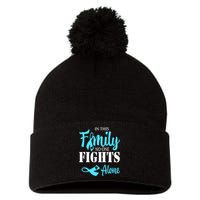 In This Family No One Fights Alone Diabetes Awareness Pom Pom 12in Knit Beanie