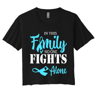 In This Family No One Fights Alone Diabetes Awareness Women's Crop Top Tee