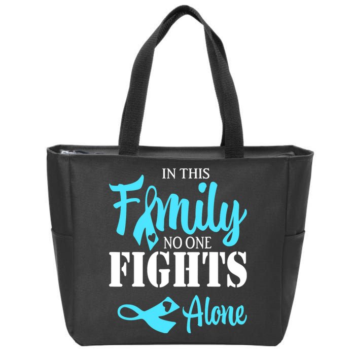 In This Family No One Fights Alone Diabetes Awareness Zip Tote Bag