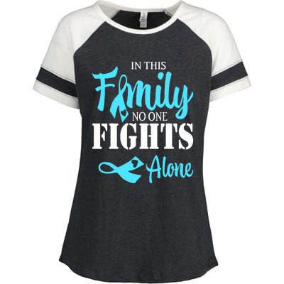 In This Family No One Fights Alone Diabetes Awareness Enza Ladies Jersey Colorblock Tee