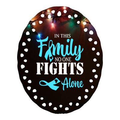 In This Family No One Fights Alone Diabetes Awareness Ceramic Oval Ornament