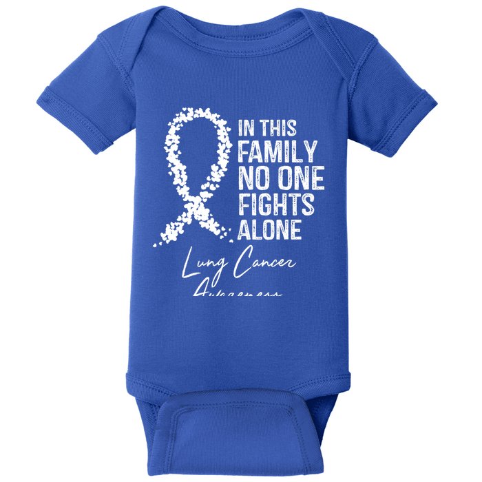 In This Family No One Fights Alone Gift Lung Cancer Baby Bodysuit