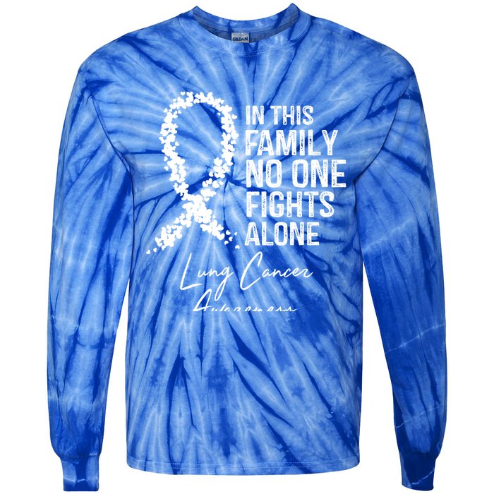 In This Family No One Fights Alone Gift Lung Cancer Tie-Dye Long Sleeve Shirt