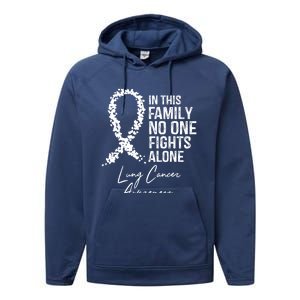 In This Family No One Fights Alone Gift Lung Cancer Performance Fleece Hoodie