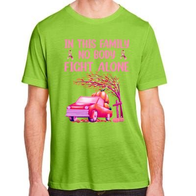 In This Family Nobody Fights Alone Breast Cancer Awareness Gift Adult ChromaSoft Performance T-Shirt