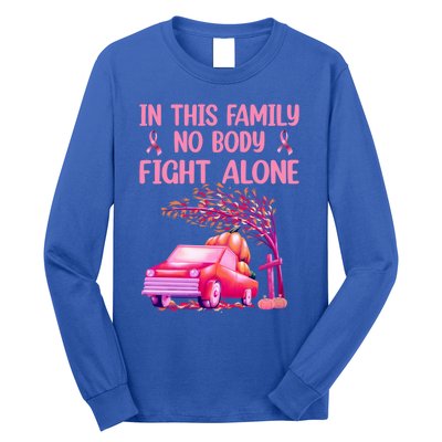 In This Family Nobody Fights Alone Breast Cancer Awareness Gift Long Sleeve Shirt