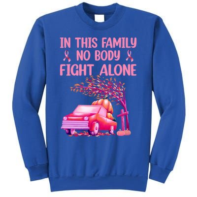 In This Family Nobody Fights Alone Breast Cancer Awareness Gift Sweatshirt