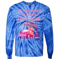 In This Family Nobody Fights Alone Breast Cancer Awareness Gift Tie-Dye Long Sleeve Shirt