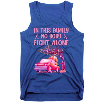 In This Family Nobody Fights Alone Breast Cancer Awareness Gift Tank Top