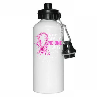 In This Family No One Fights Alone Breast Cancer Awareness Cool Gift Aluminum Water Bottle