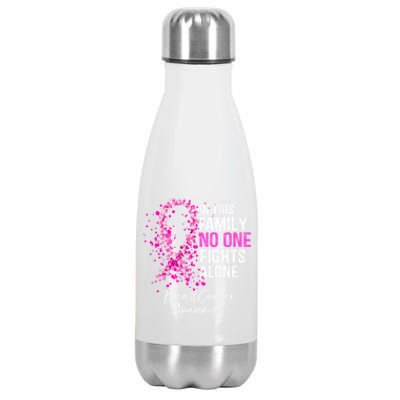 In This Family No One Fights Alone Breast Cancer Awareness Cool Gift Stainless Steel Insulated Water Bottle