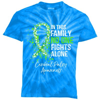 In This Family No One Fights Alone Cerebral Palsy Awareness Gift Kids Tie-Dye T-Shirt